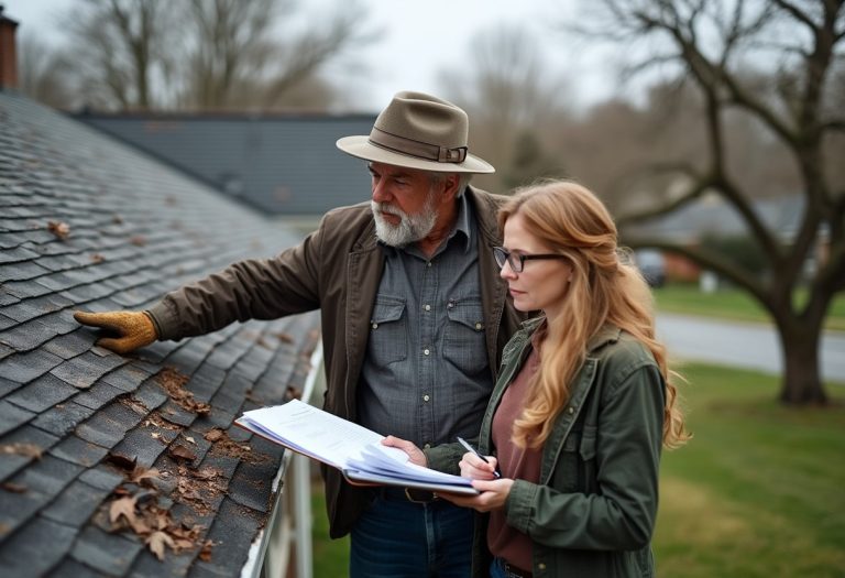 Homeowners discuss potential repairs as they learn how roofing companies work with insurance companies to address damage and claims.