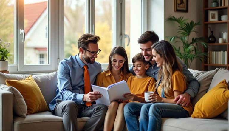 Gathered together, this family explores their options for roof replacement financing to make home improvements a reality.