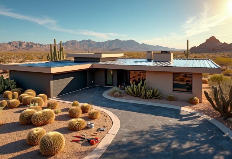 Desert living in Phoenix, where the landscape is stunning and you might wonder, why are AC units on the roof in Phoenix? It’s a space-saving solution and keeps equipment away from the hot ground!