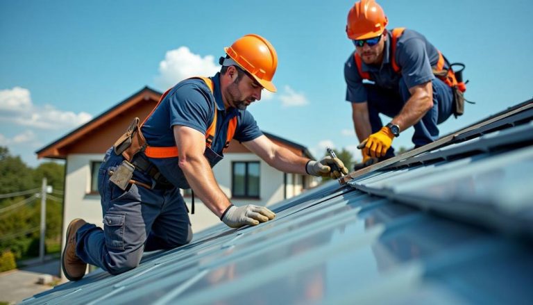 Skilled professionals at work—find the best metal roof contractors near me to ensure durability and style for your home.