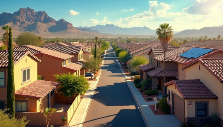 Choosing the Right Roofing Material for Chandler’s Desert Climate: A picturesque view of red-tiled rooftops in Chandler, perfectly suited for withstanding the region's arid conditions.