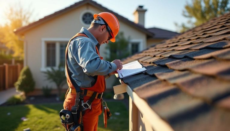 A dedicated professional inspects the roof, emphasizing the importance of maintaining and replacing roofs on older Gilbert homes.