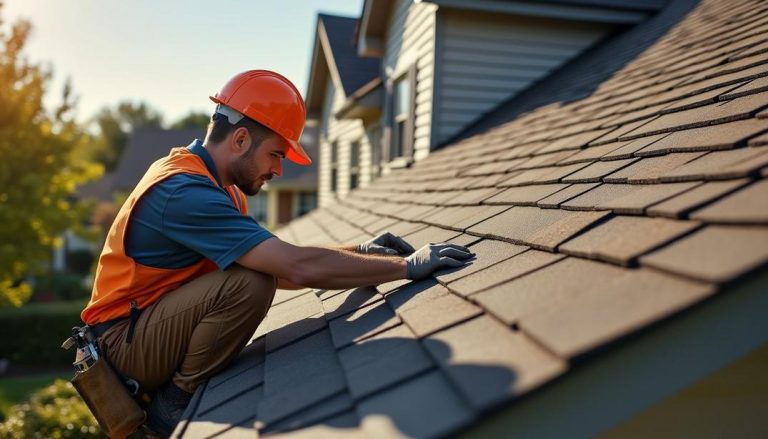 A skilled contractor focuses on roof shingle repair, ensuring the home is well-protected from the elements.
