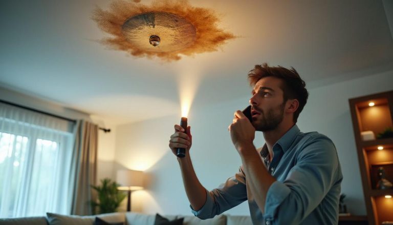 Spotting an unwelcome surprise—dealing with a water leak in the ceiling.