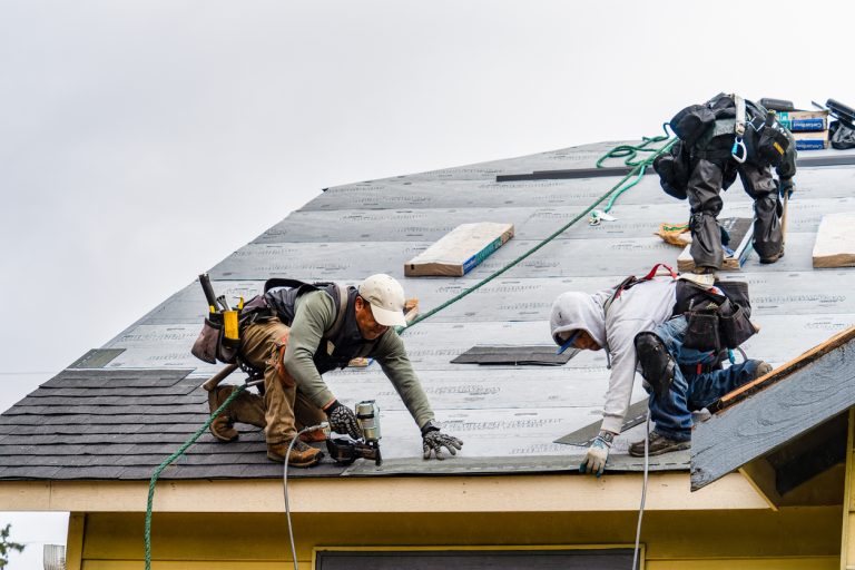 Crew Installing New Roof